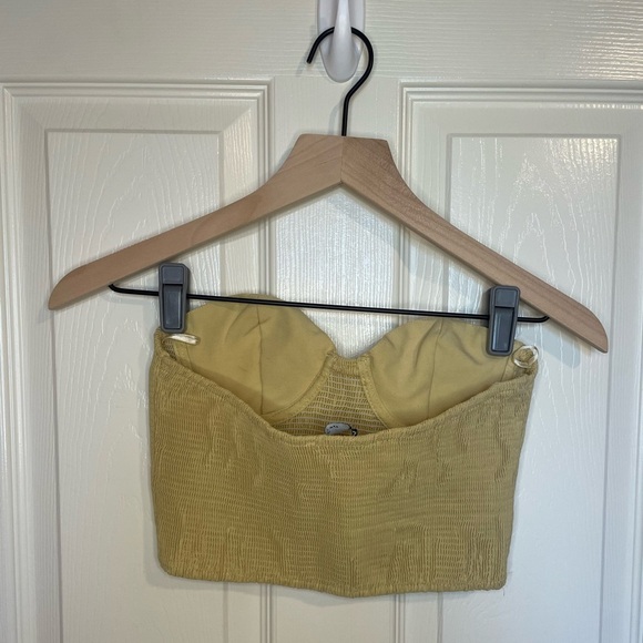 Zara Linen Blend Cropped Smocked Bustier Top - Picture 4 of 7